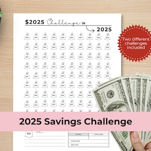 2025 in 2025 Savings Challenge Printable, 2025 Savings Tracker, Coloring Savings Challenge Printable, Low Income Savings Log, Saving planner