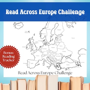 Read Across Europe Challenge, Europese kaart digitaal, afdrukbare kaart van Europa, leesdagboek, boekenclubspellen, digitale kaart van Europa