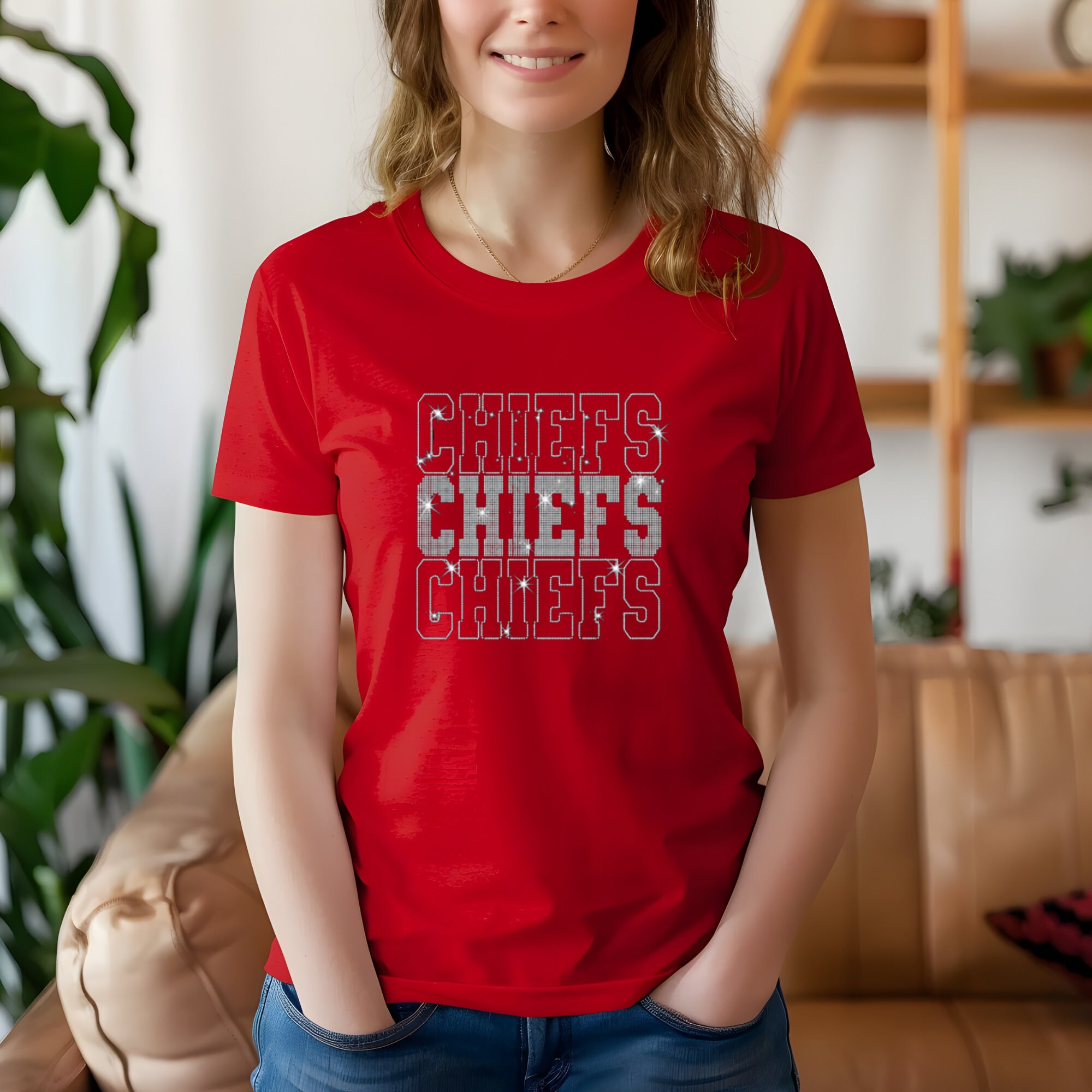 Chiefs Rhinestone Shirt Chiefs Shirt Chiefs Bling Gifts Kansas City Shirt Chiefs Football Shirt Chiefs Fans Shirts Chiefs Team Mascot Etsy UK