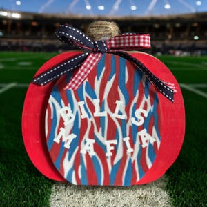 Buffalo bills mafia wood sign pumpkin, bills mafia decor, Halloween, gift for dad, buffalo bill fan, wood buffalo sign, bills mafia decor