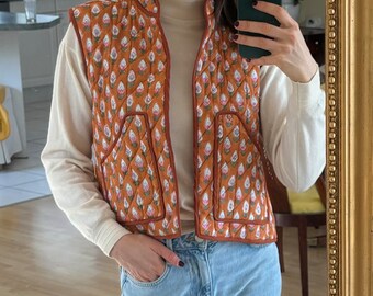 Style Scandi, gilet matelassé, printemps style scandinave, printemps 24, gilet matelassé, veste matelassée coton femme, boho, fille scandinave