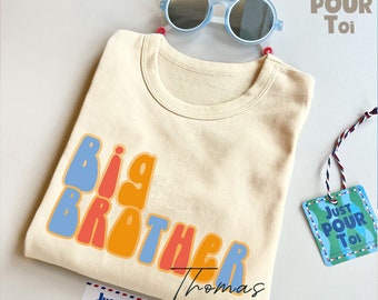 Gepersonaliseerde Big Brother Shirt - Broer of zus aankondiging Tee - Aangepaste naam - Natuurlijk babyshirt