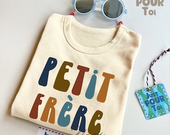 Personalized Petit Frère Shirt - Eco-Friendly French Sibling Tee - Pregnancy Announcement Shirt - Custom Little Brother Name Shirt