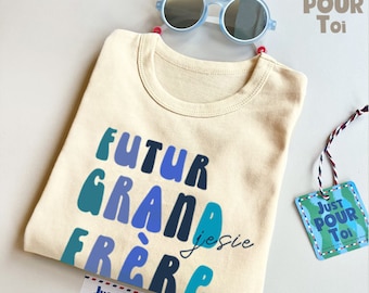 Personalized Future Big Brother Shirt - Eco-Friendly French Sibling Tee - Pregnancy Announcement Shirt - Custom Big Brother Name Shirt"