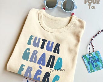 Personalized Future Big Brother Shirt - Eco-Friendly French Sibling Tee - Pregnancy Announcement Shirt - Custom Big Brother Name Shirt