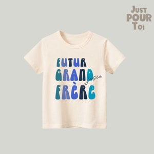 Personalized Futur Grand Frère Shirt Eco-Friendly French Sibling Tee Pregnancy Announcement Shirt Custom Big Brother Name Shirt image 3