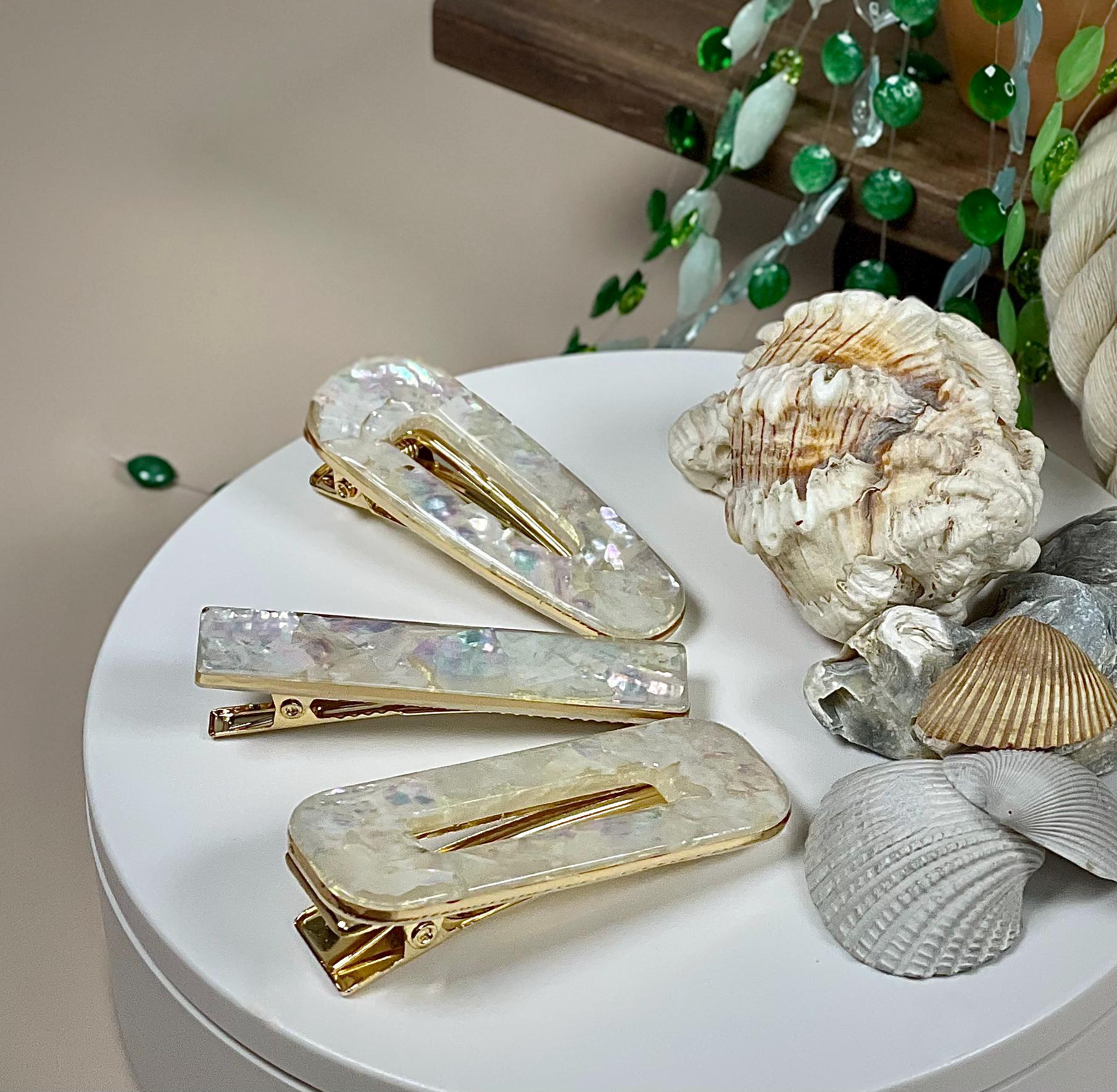Shell Barrettes Resin Mother-of-pearl Abalone Shell Barrettes- Set of 3 - Etsy