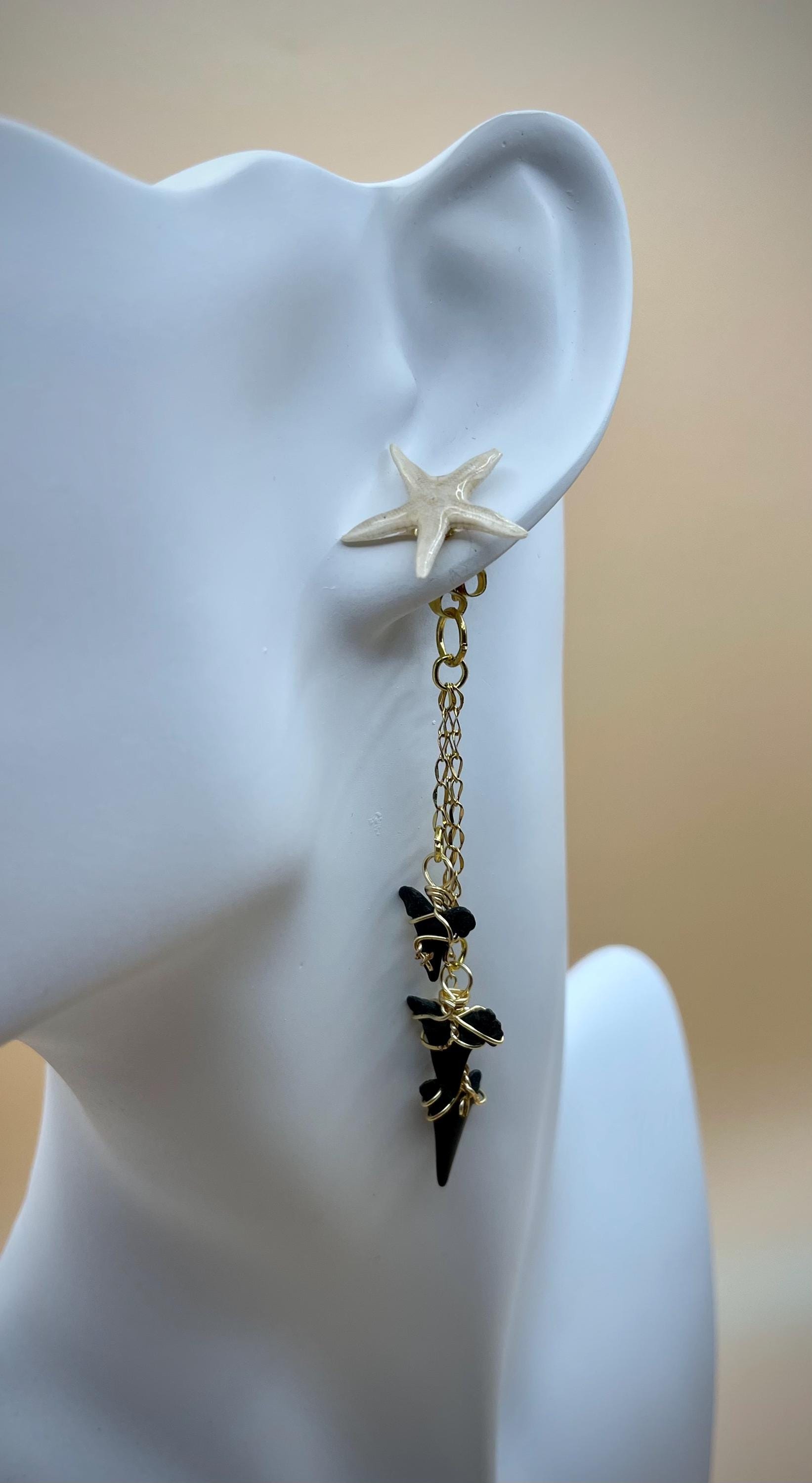 Collar De Estrella De Mar Con Colgante De Diente De Tiburón | Bisutería Temática Marítima Y Tropical