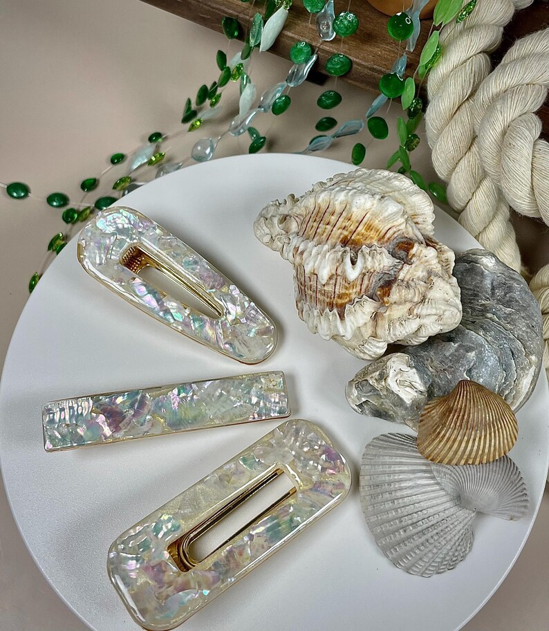 Shell Barrettes Resin Mother-of-pearl Abalone Shell Barrettes- Set of 3 - Etsy
