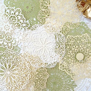 Conjunto de 10 papeles dentelle ronds découpés para diario / Scrapbooking / Artisanat / oeuvre d'art •