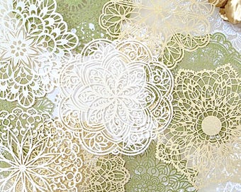 Conjunto de 10 papeles dentelle ronds découpés para diario / Scrapbooking / Artisanat / oeuvre d'art •