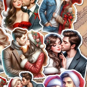 Ensemble de 9 couples amoureux couleurs antiques pour la journalisation, le scrapbooking, l'artisanat, les travaux manuels.