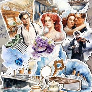Lote de 17 adesivos Titanic para manter um diário | Álbum de recortes | Artesão | Artes da principal •