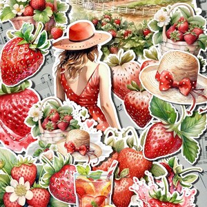 Lote de 17 adesivos Fraise pour journal | Álbum de recortes | Artesão | Artes da principal •