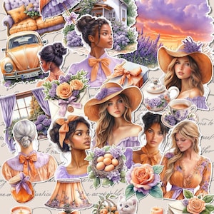 Lot de 25 vie orange lavande printanière pour journal | Scrapbooking | Artisanat| Arts de la main •