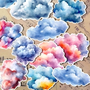 Lote de 12 adesivos nuages para diário | Álbum de recortes | Artesão | Arts de la main.