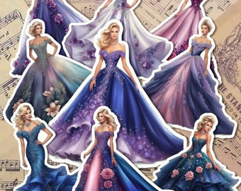 Lot de beaux stickers princesse habillés pour journal | Scrapbooking | Artisanat | Fait main .