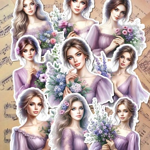 Ensemble de filles violettes lavande pour la journalisation, le scrapbooking, l'artisanat, les travaux manuels.