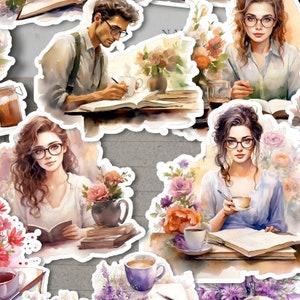 Lote de 25 autocollants palestra e autocollants café para jornalização | Álbum de recortes | Artesão | Artes da principal •