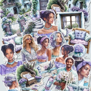 Lot d'autocollants de rêve lavande, lilas, menthe et bleu pastel pour la tenue d'un journal | Scrapbooking | Artisanat | Arts de la main.