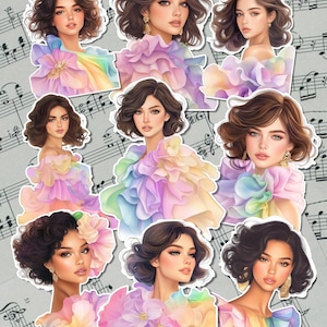 Ensemble de belles filles portant des robes fleuries pour la journalisation, le scrapbooking, l'artisanat, les arts manuels.