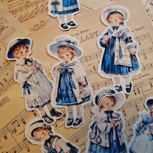 Lote de 10 adesivos vintage jolies filles para a posse de um diário | Álbum de recortes | Artesão | Artes da principal •
