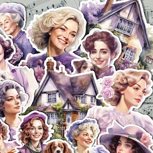 Lote de 17 adesivos malvas cottage aconchegante para diário | Álbum de recortes | Artesão | Artes da principal •