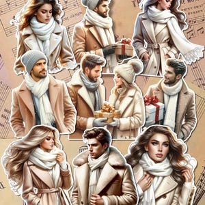 Conjunto de mistura de mulheres e homens vestindo jaquetas bege para diário | Artesanato | Scrapbooking | Artes da casa •