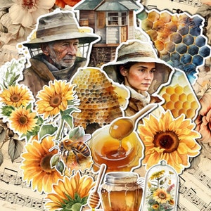 Lote de 15 adesivos Tournesol et Abeille| Álbum de recortes | Artesão | Artes da principal •