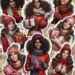 Ensemble de belles filles d'hiver portant une veste flash bleue pour la tenue d'un journal, le scrapbooking, l'artisanat, les travaux manuels.