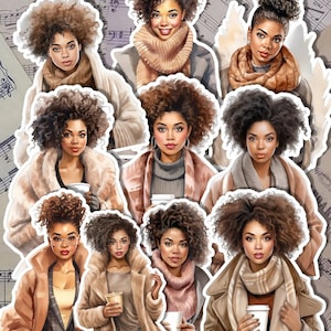 Lote de 10 cafés para mulheres afro-americanas para o uso de um jornal | Álbum de recortes | Artesão| Artes da principal •