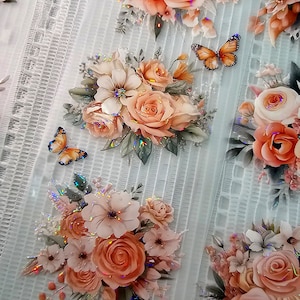 My DESIGN My DESIGN TAPE pour journal intime, scrapbooking, travaux manuels, boucle d'art à la main 100 cm x7 cm, fleurs de saumon