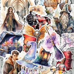 Lote de 17 adesivos Wizard School para manter um diário | Álbum de recortes | Artesão | Artes da principal •