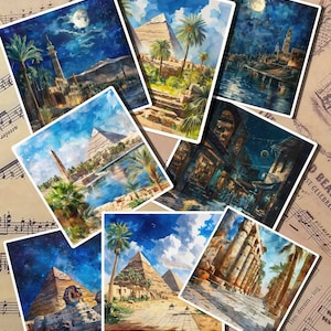 Ensemble d'autocollants photos égyptiennes pour la tenue d'un journal, le scrapbooking, l'artisanat, l'art de la main.
