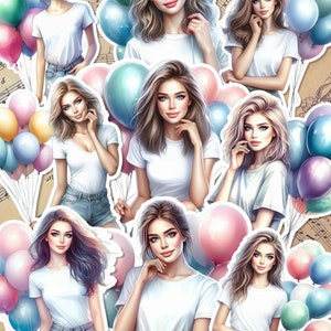 Lot de 9 belles filles d'anniversaire pour la rédaction d'un journal, le scrapbooking, les travaux manuels, l'art de la main