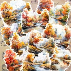 Lot de belles vues d'automne pour journalisme, scrapbooking, travaux manuels, cartes, arts manuels.