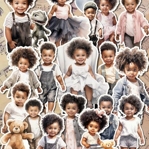 Lotto di bambini afro-americani mignon per la tenuta di un diario / Scrapbooking / Artigianato / Arti della mano •