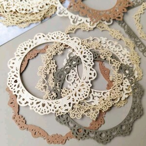 Ensemble de 10 papiers dentelle ronds découpés pour journal | Scrapbooking | Artisanat | oeuvre d'art •