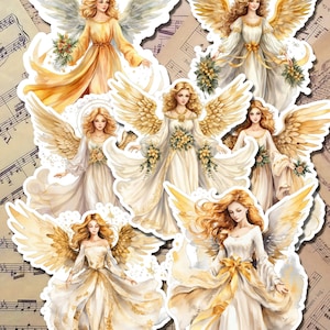 Lotto di 7 adesivi rappresentativi di belles anges pour tenir un journal / Scrapbooking / Artisanat / Fait main .