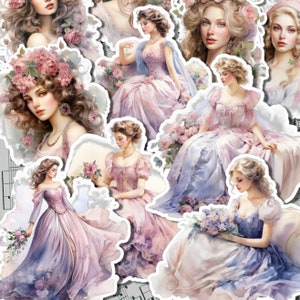 Lot 12 autocollantów vintage Lady pour dziennikarstwo, Scrapbooking, Artisanat, Cartes, Arts de la main