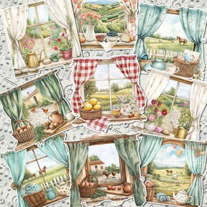 Ensemble de 9 fenêtres florales printanières pour la journalisation, le scrapbooking, les travaux manuels, les arts manuels.