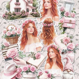 Lot von 17 zauberhaften Cottagecore Stickern gefüllt mit Rosen zum Journaling Scrapbooking | Kunsthandwerk| Kunsthandwerk •