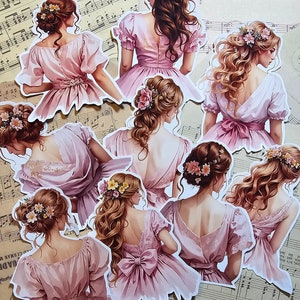 VINTAGE Lote de damas vintage douces en rose poudré à tenir dans un journal | Álbum de recortes | Artesão | Artes de la main