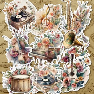 Lote de 9 belos instrumentos musicais para a tenue d'un journal | Álbum de recortes | Artesão | Artes da principal •
