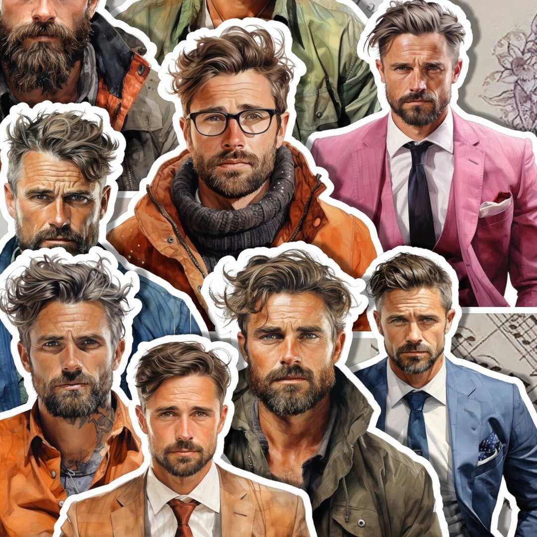 Lot De 9 Stickers Handsome Classic Casual Men Pour Journalisation ...