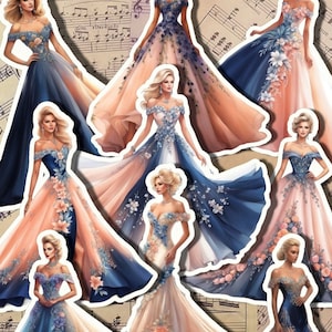 Lotto di bellissimi adesivi Princesse Robe série 2 per diario/Scrapbooking/Artigianato/Fait main.