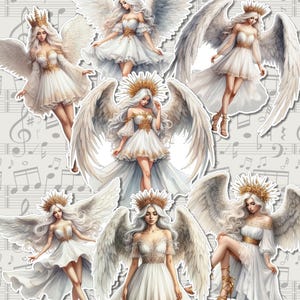 Veel witte engelenfeeënmeisjes voor dagboek, scrapbooking, knutselen, handkunst•