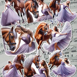 Un sacco di ballerine danzanti con i suoi cavalli per diario, scrapbooking, artigianato, HandArts•