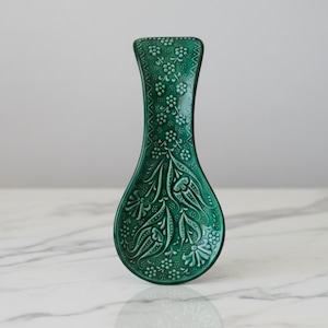 Handmade Ceramic Spoon Rest: Turkish Floral Kitchen Decor