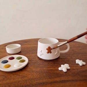 DIY Ceramic Gingerbread Man Mug Bisque: Embossing - Paint your own pottery (3.15", 2.56")